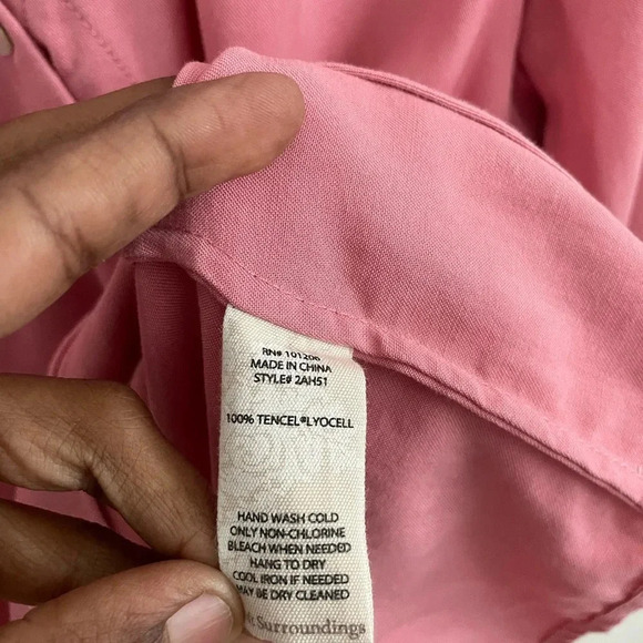 Soft Surroundings Washed TENCEL Faux
Wrap Rose Pink Lagenlook Tunic Top L - Picture 4 of 6